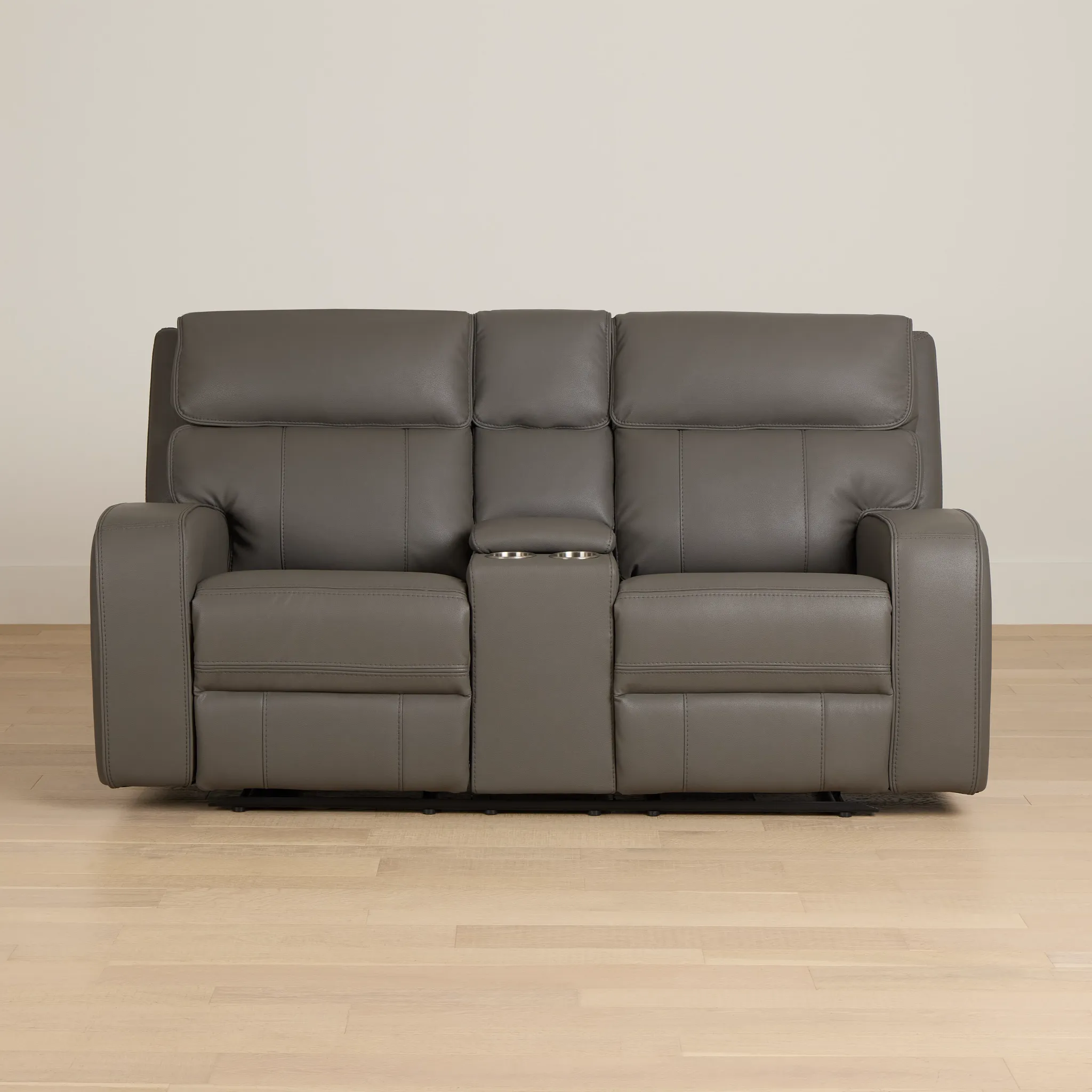 Rhett Gray Micro Power Reclining Console Loveseat