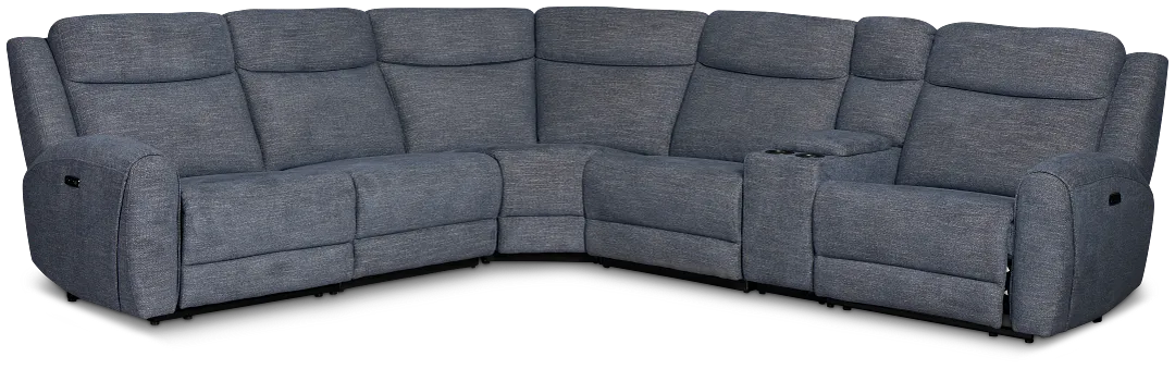 Walker Blue Fabric Medium Dual Power 2-arm Reclining Sectional