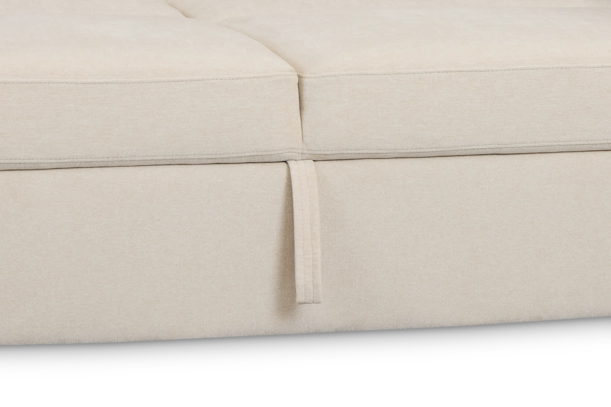 Addie Beige Fabric Medium Right Chaise Sleeper Sectional With Console