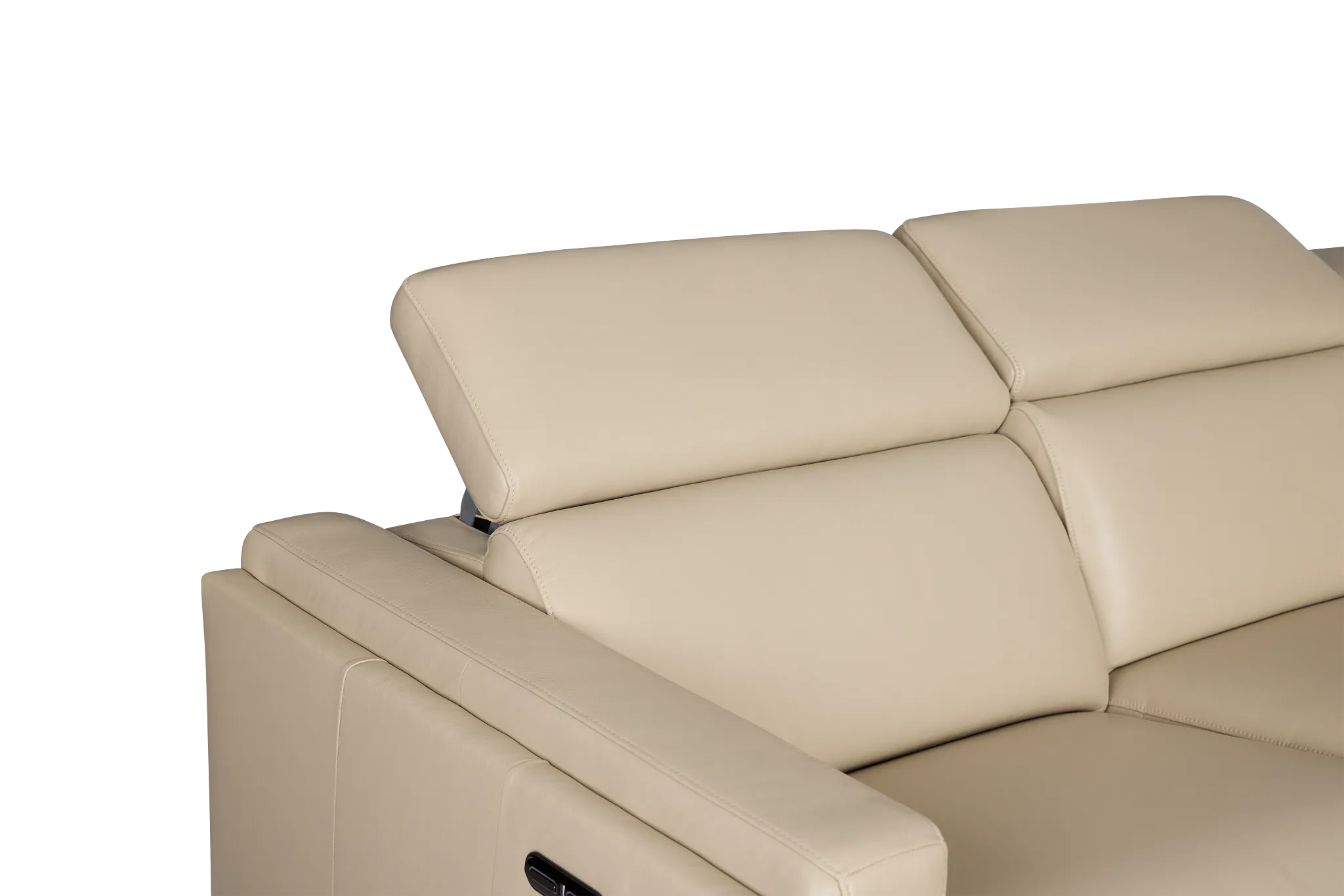 Atlas Taupe Lthr/vinyl Medium Triple Power 2-arm Sectional