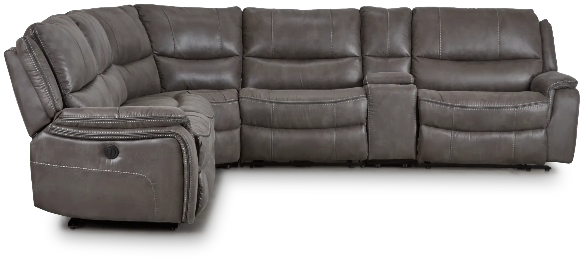 Dober Dark Gray Micro Medium Triple Power 2-arm Sectional Dober Dark Gray Micro Medium Triple Power 2-arm Sectional