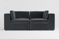 Destin Joya Gray Velvet 2-piece Modular Sofa