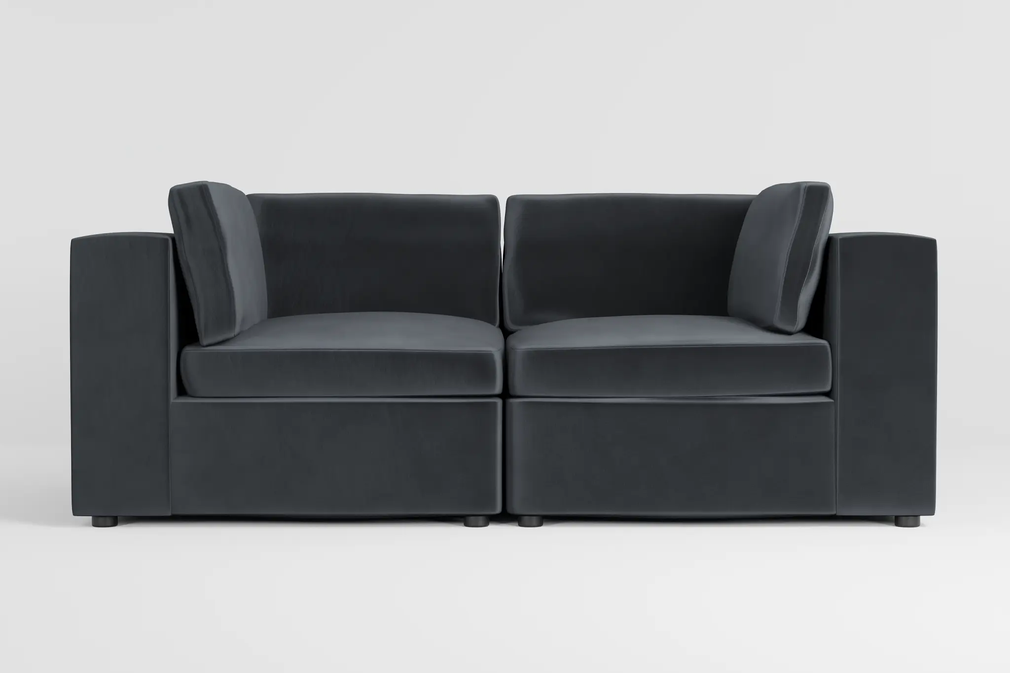 Destin Joya Gray Velvet 2-piece Modular Sofa Destin Joya Gray Velvet 2-piece Modular Sofa