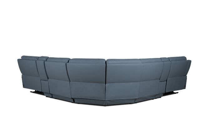Summit Blue Lthr/vinyl Large Dual Power Reclining Two-arm Sectional