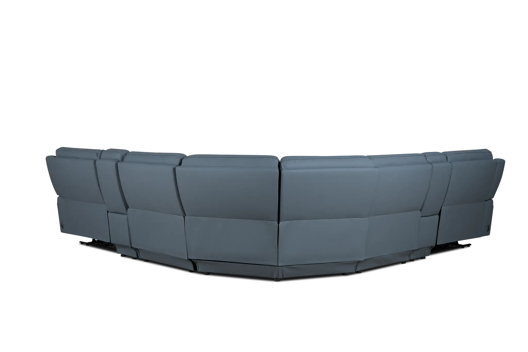 Summit Blue Lthr/vinyl Large Dual Power Reclining Two-arm Sectional Summit Blue Lthr/vinyl Large Dual Power Reclining Two-arm Sectional