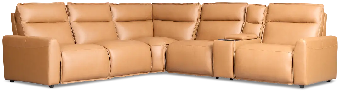Edison Medium Brown Leather/Vinyl Medium Triple Power 2-arm Sectional Edison Medium Brown Leather/Vinyl Medium Triple Power 2-arm Sectional