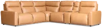 Edison Medium Brown Leather/Vinyl Medium Triple Power 2-arm Sectional