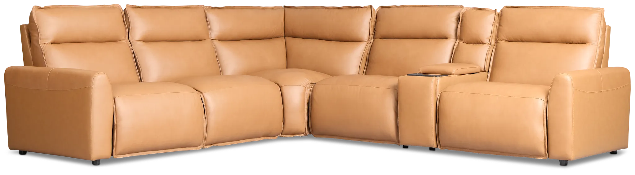 Edison Medium Brown Leather/Vinyl Medium Triple Power 2-arm Sectional