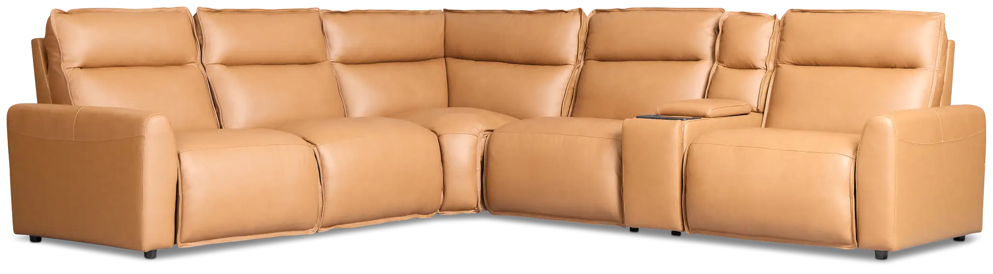 Edison Medium Brown Leather/Vinyl Medium Triple Power 2-arm Sectional Edison Medium Brown Leather/Vinyl Medium Triple Power 2-arm Sectional