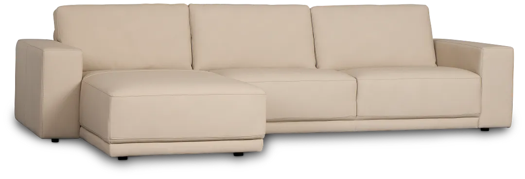Kellan Ivory Leather Left Chaise Sectional