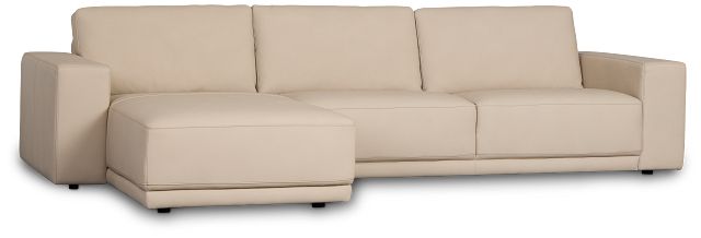 Kellan Ivory Leather Left Chaise Sectional