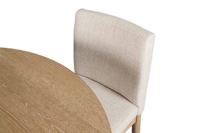 Taylor Light Tone Round Table & 4 Upholstered Chairs
