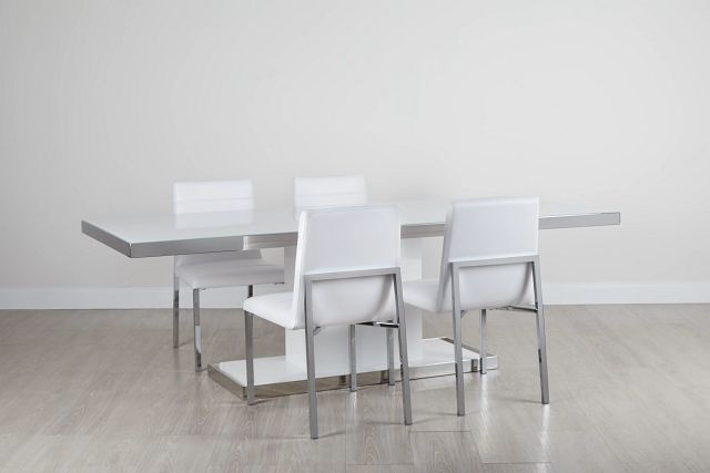 Miami White 94" Table & 4 Chairs