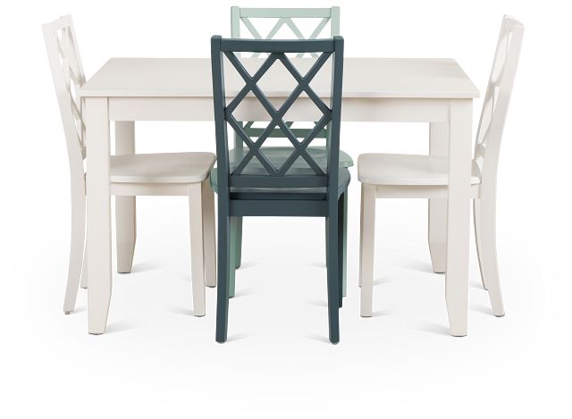 Edgartown White Rectangular Table And Mixed Chairs