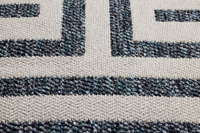 Doric Blue Fabric Accent Ottoman