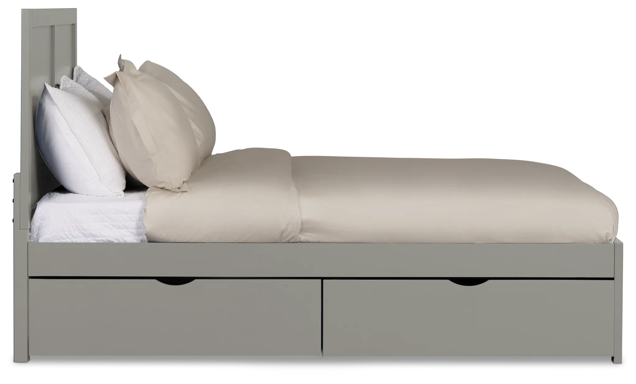 Charleston Gray Panel Bed With 2 Storage Drawers