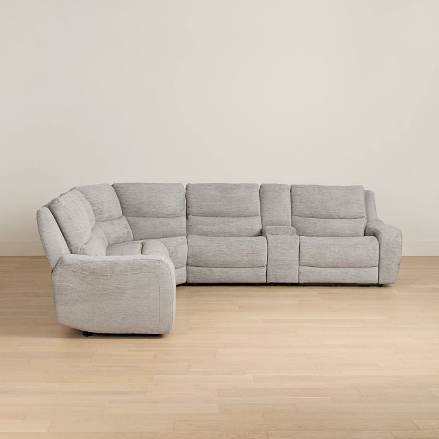 Bennett Gray Fabric Medium Dual Power 2-arm Reclining Sectional