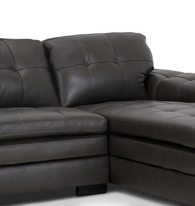 Braden Dark Gray Leather Right Chaise Sectional