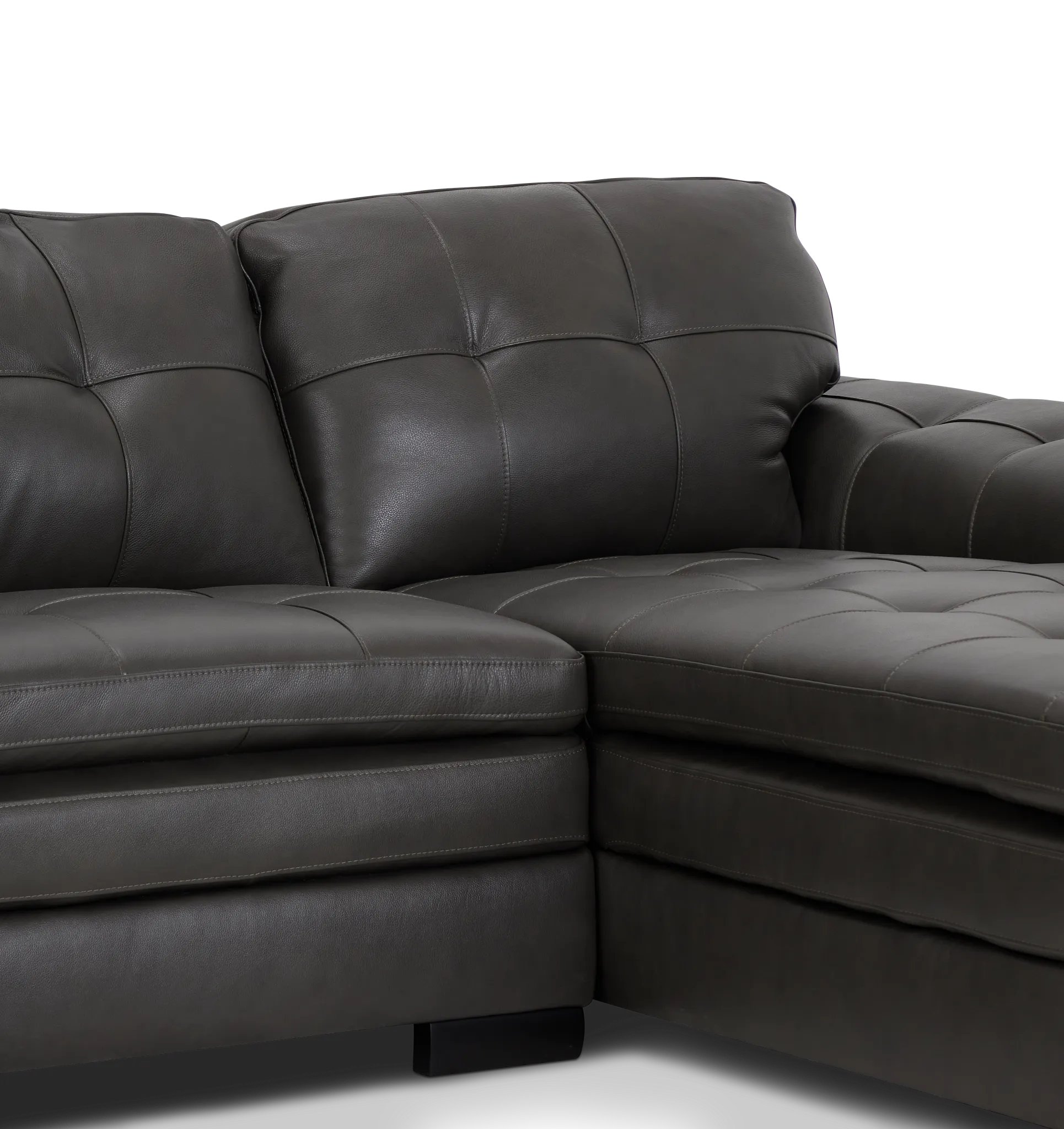 Braden Dark Gray Leather Right Chaise Sectional