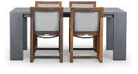 Linear Dark Gray 70" Aluminum Table & 4 Teak Sling Side Chairs