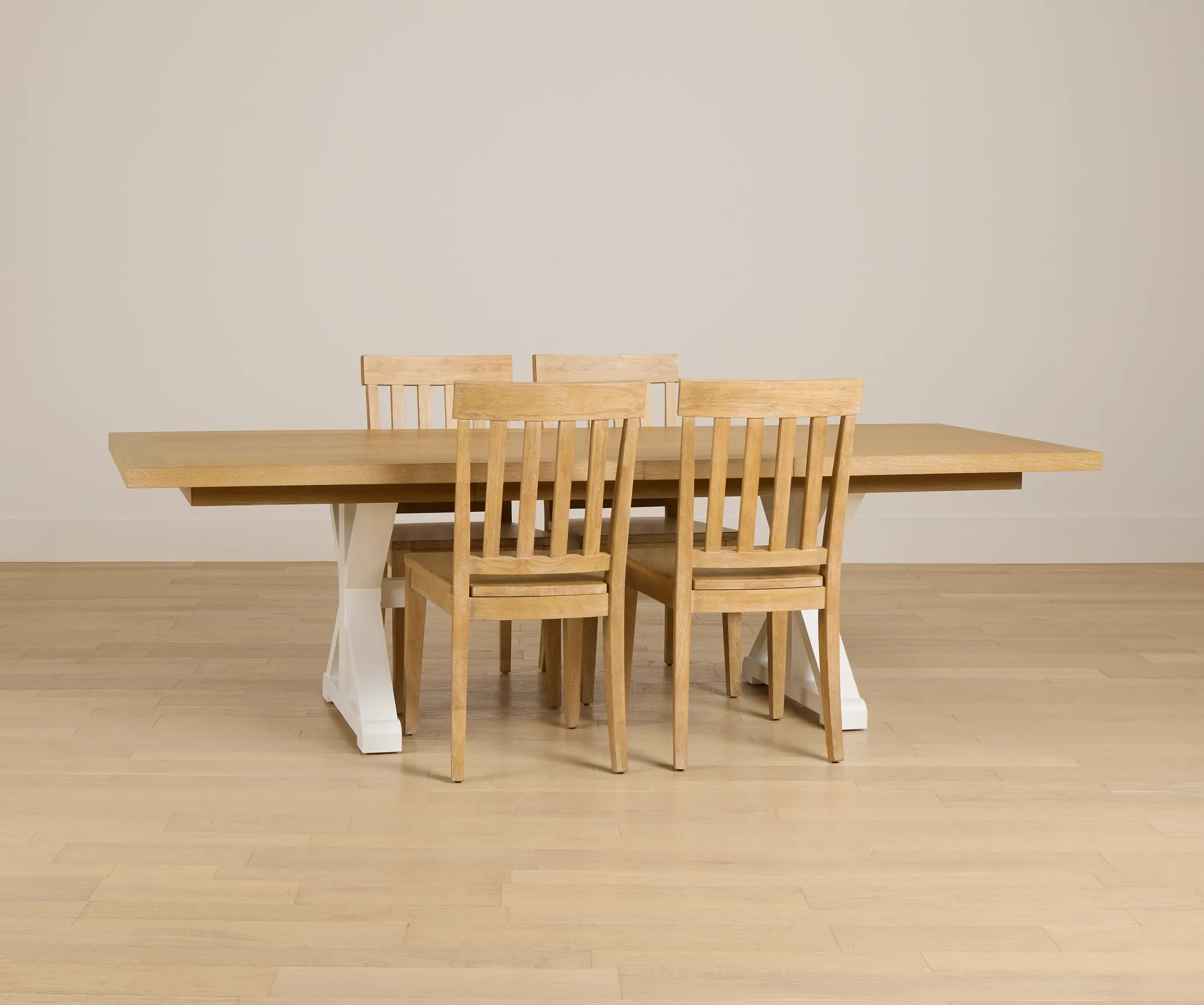 Nantucket Trestle Table & 4 Light Tone Chairs