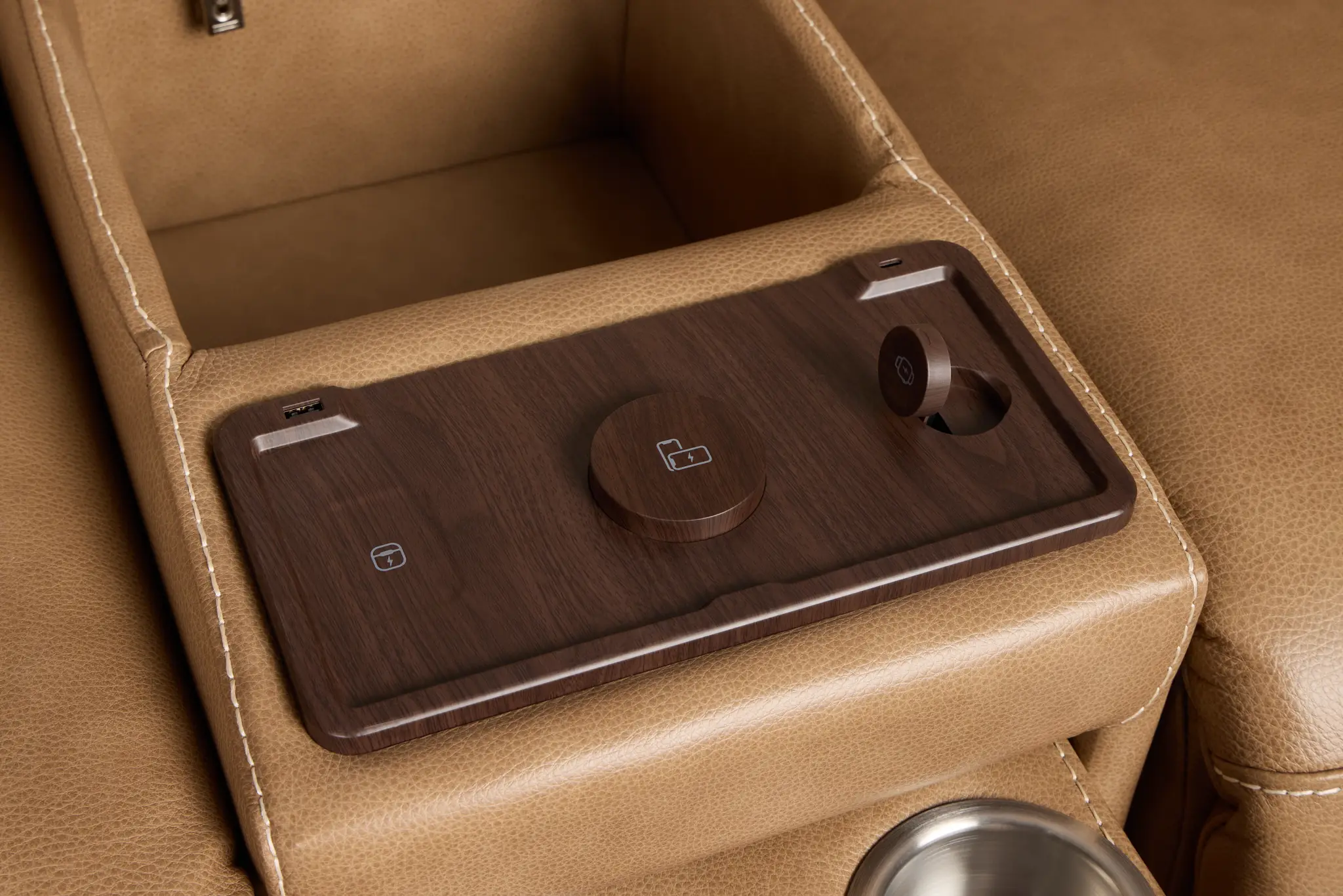 Jasper Light Brown Leather Medium Triple Power 2-arm Sectional Jasper Light Brown Leather Medium Triple Power 2-arm Sectional