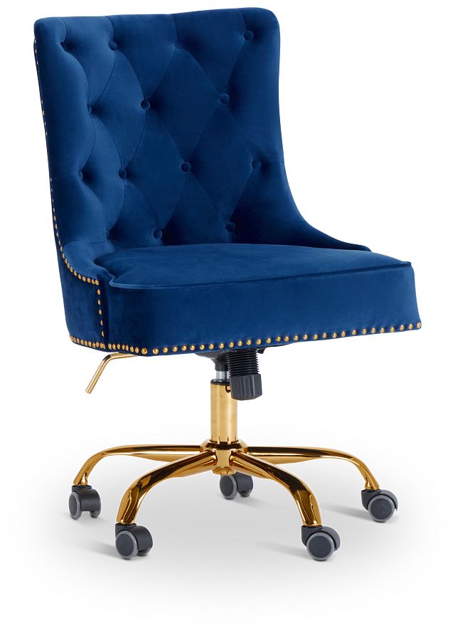 blue tufted desk chair