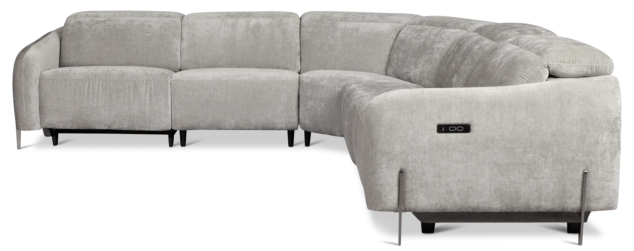 Zuri Gray Velvet Small Two-arm Power Reclining Sectional Zuri Gray Velvet Small Two-arm Power Reclining Sectional
