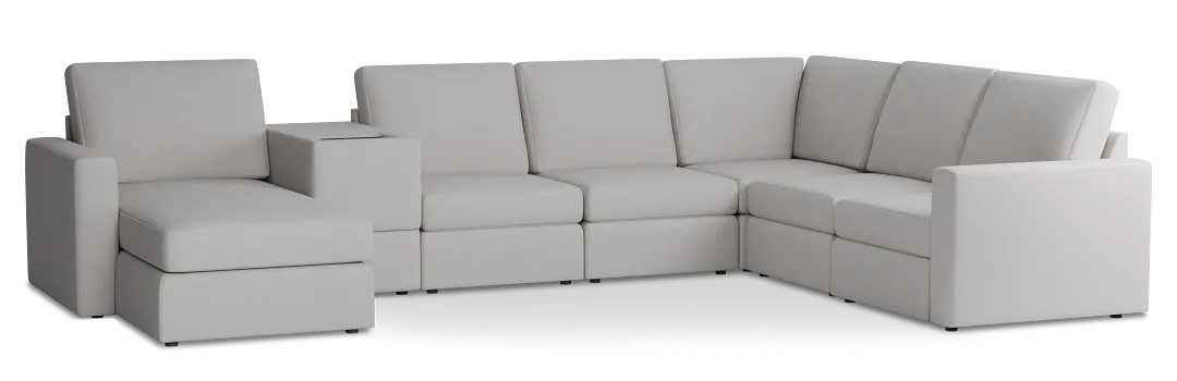 Citymod Light Gray Fabric Large Left Chaise Sectional With Storage Console