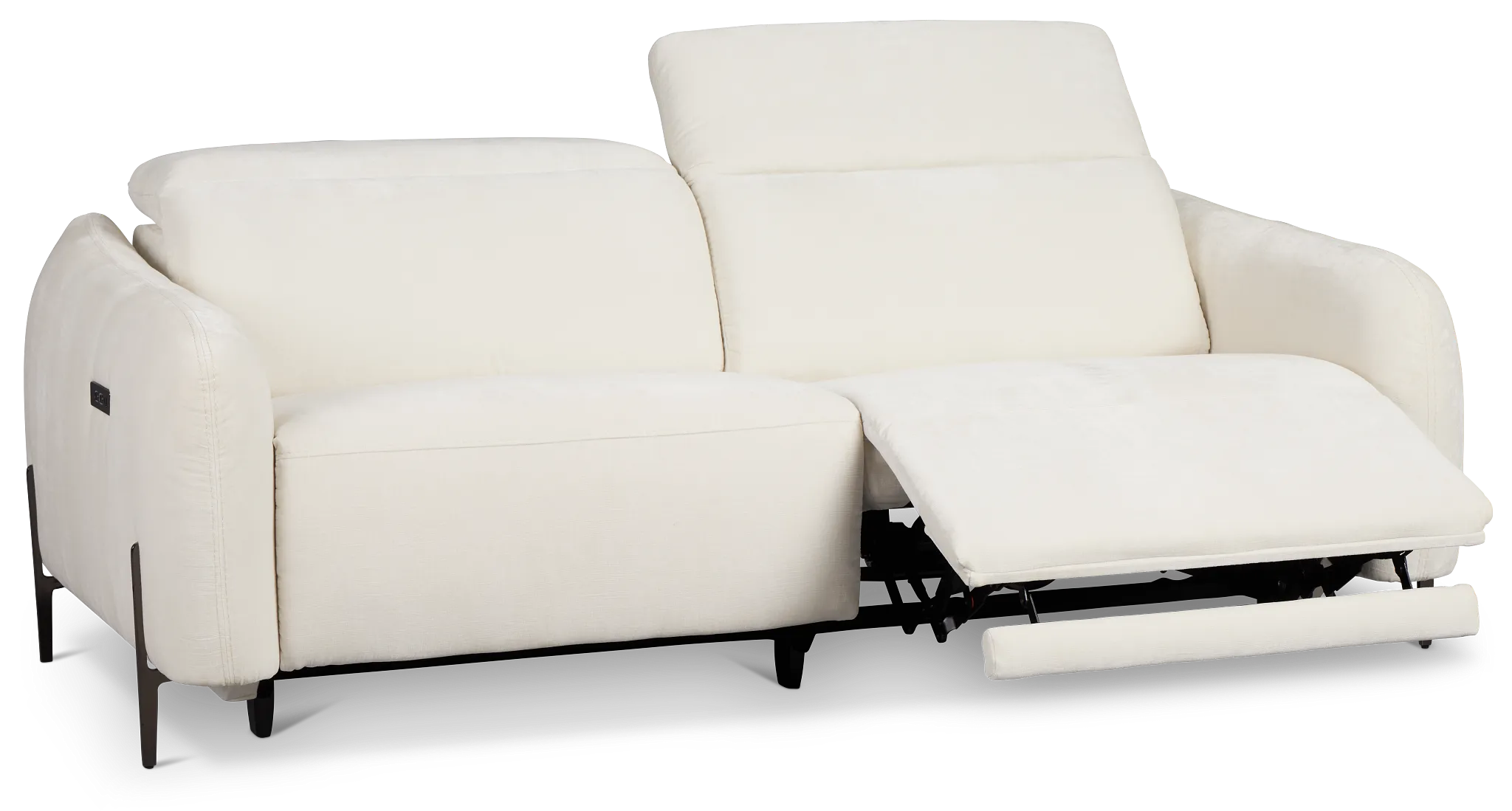 Zuri White Velvet Power Reclining Sofa W/ Power Headrest