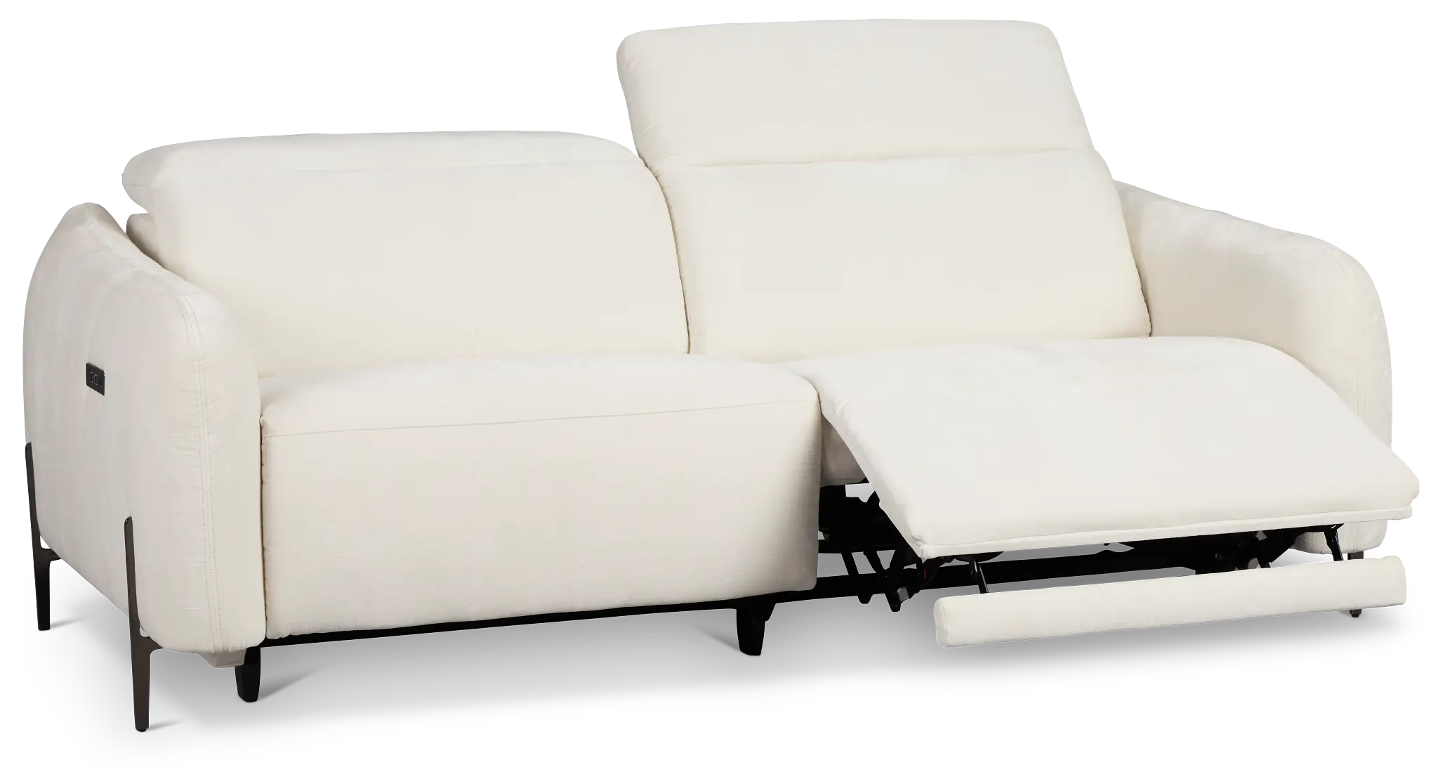 Zuri White Velvet Power Reclining Sofa W/ Power Headrest Zuri White Velvet Power Reclining Sofa W/ Power Headrest