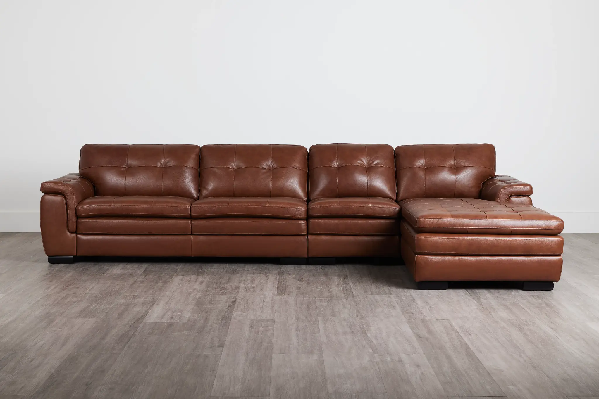 Braden Medium Brown Leather Small Right Chaise Sectional Braden Medium Brown Leather Small Right Chaise Sectional