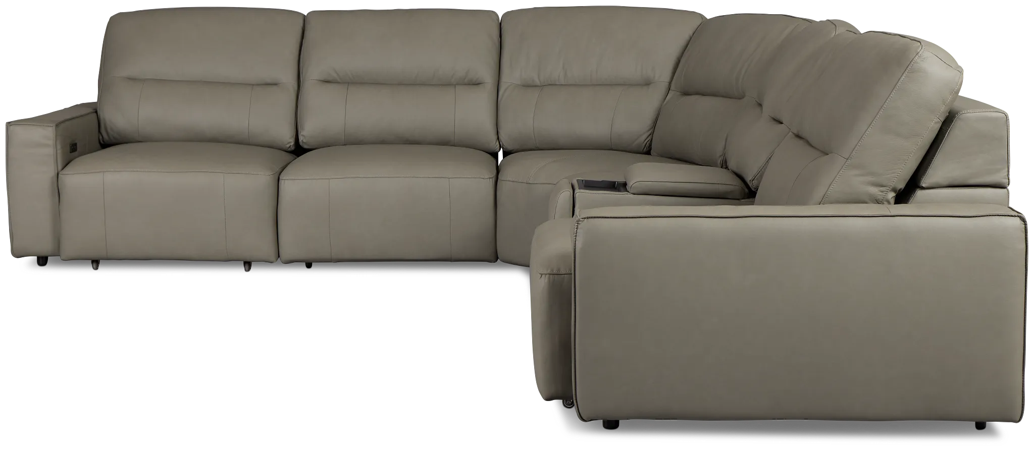 Rudy Gray Lthr/vinyl Medium Tri Power 2 Arm Extension Chaise Sectional