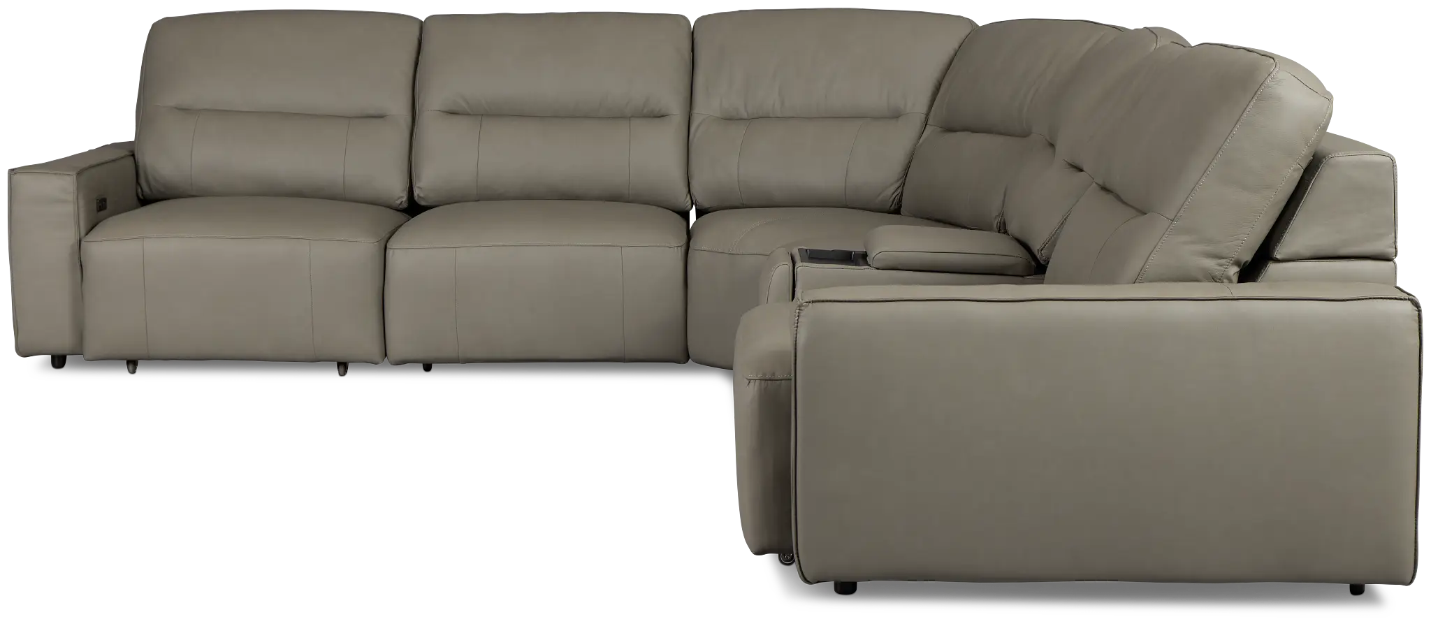 Rudy Gray Lthr/vinyl Medium Tri Power 2 Arm Extension Chaise Sectional Rudy Gray Lthr/vinyl Medium Tri Power 2 Arm Extension Chaise Sectional