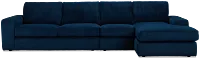 Charlie Dark Blue Fabric Small Right Chaise Sectional