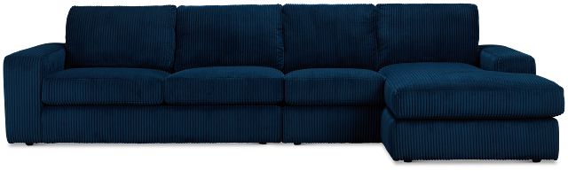 Charlie Dark Blue Fabric Small Right Chaise Sectional