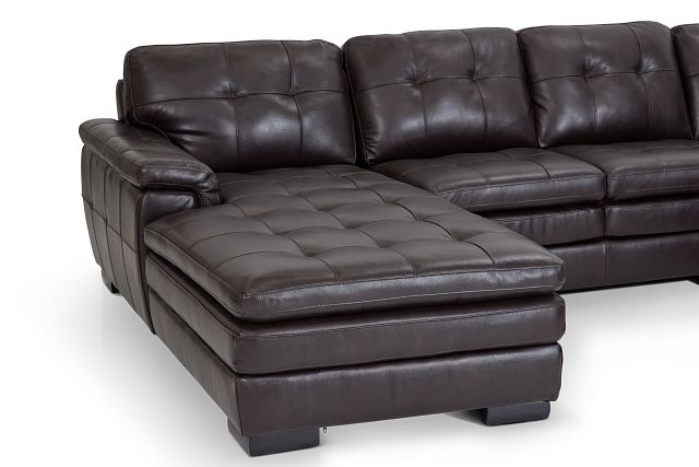 Braden Dark Brown Leather Medium Left Chaise Sectional