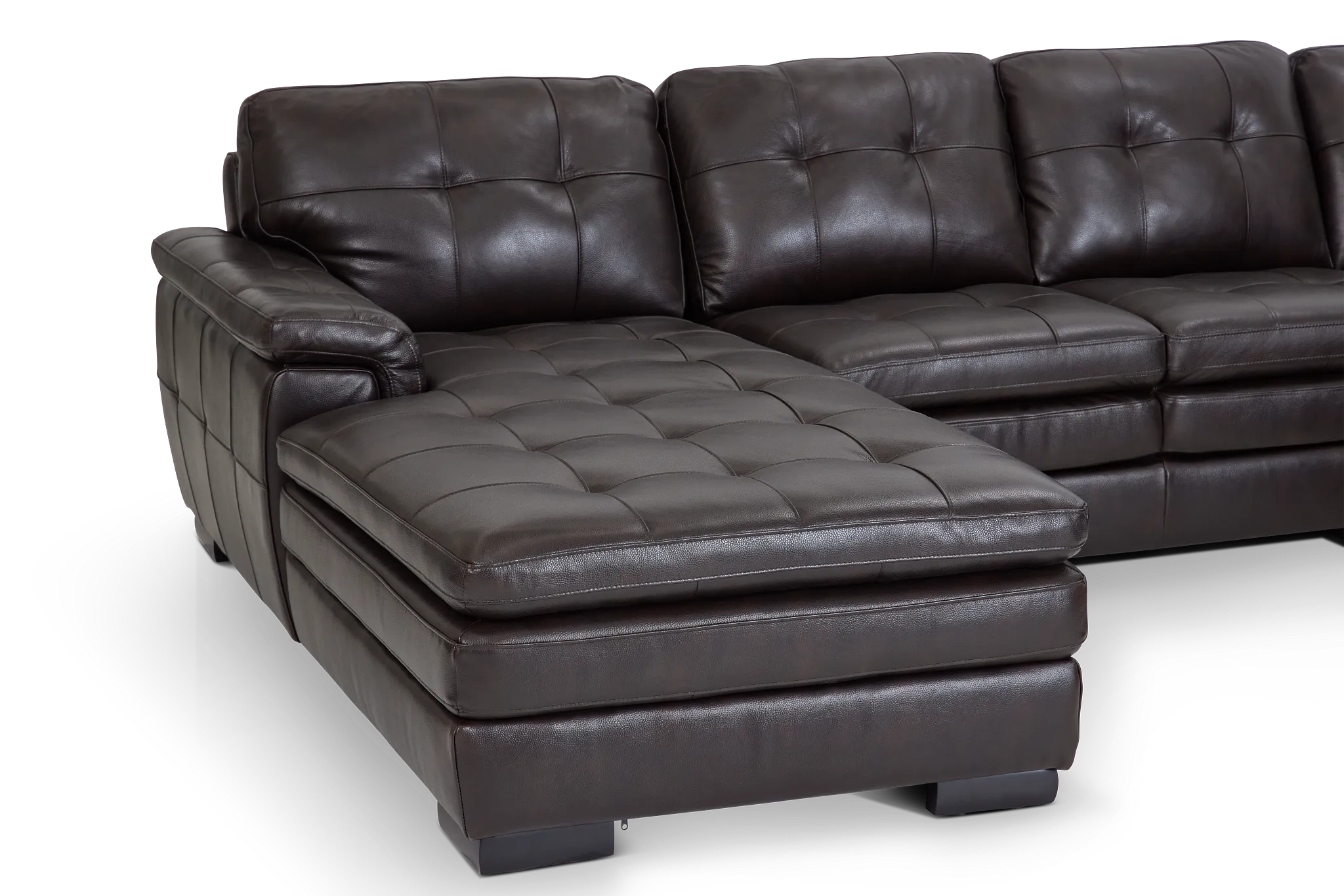Braden Dark Brown Leather Medium Left Chaise Sectional