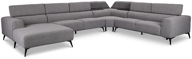 Alina Dark Gray Fabric Medium Left Chaise Sectional