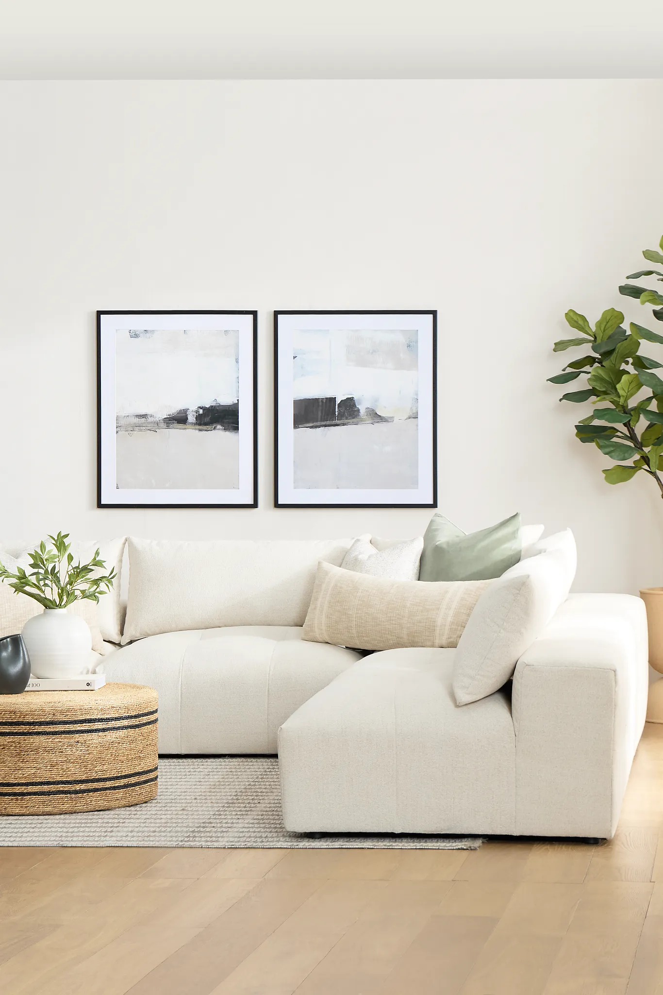 Remi Light Beige Fabric 5-piece Modular Sectional