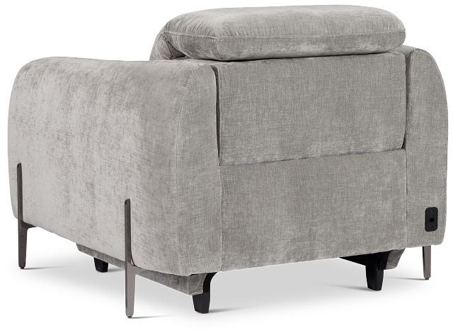 Zuri Gray Velvet Power Recliner With Power Headrest