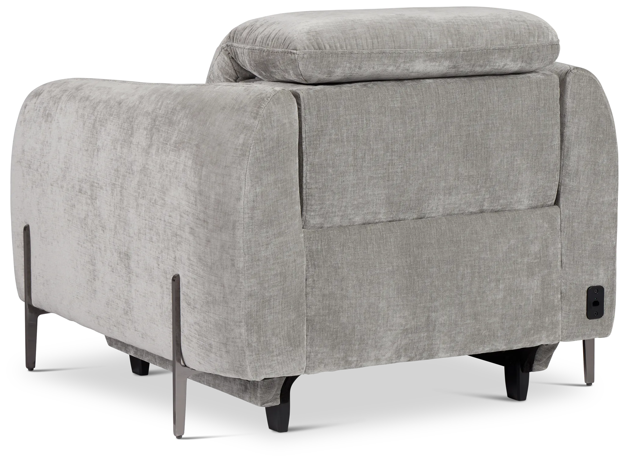 Zuri Gray Velvet Power Recliner With Power Headrest