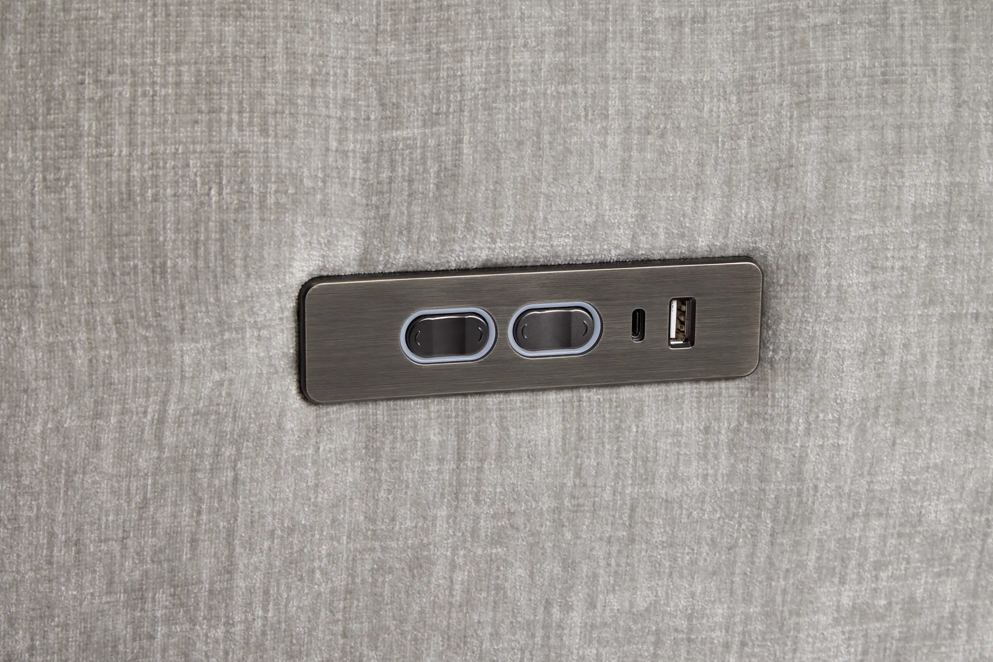 Zuri Gray Velvet Small Two-arm Power Reclining Sectional Zuri Gray Velvet Small Two-arm Power Reclining Sectional