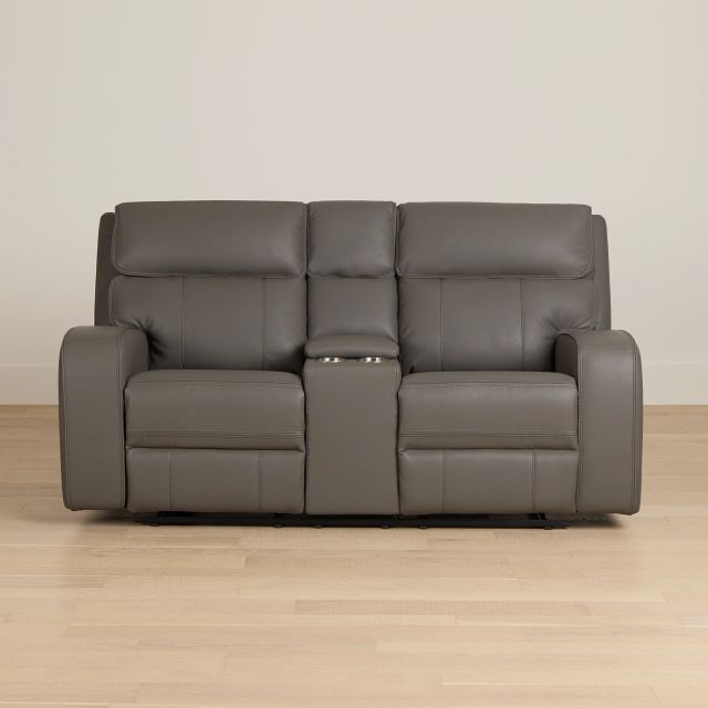 Rhett Gray Micro Reclining Console Loveseat