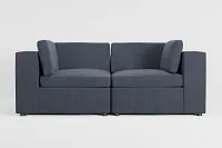 Destin Victory Dark Blue Fabric 2-piece Modular Sofa