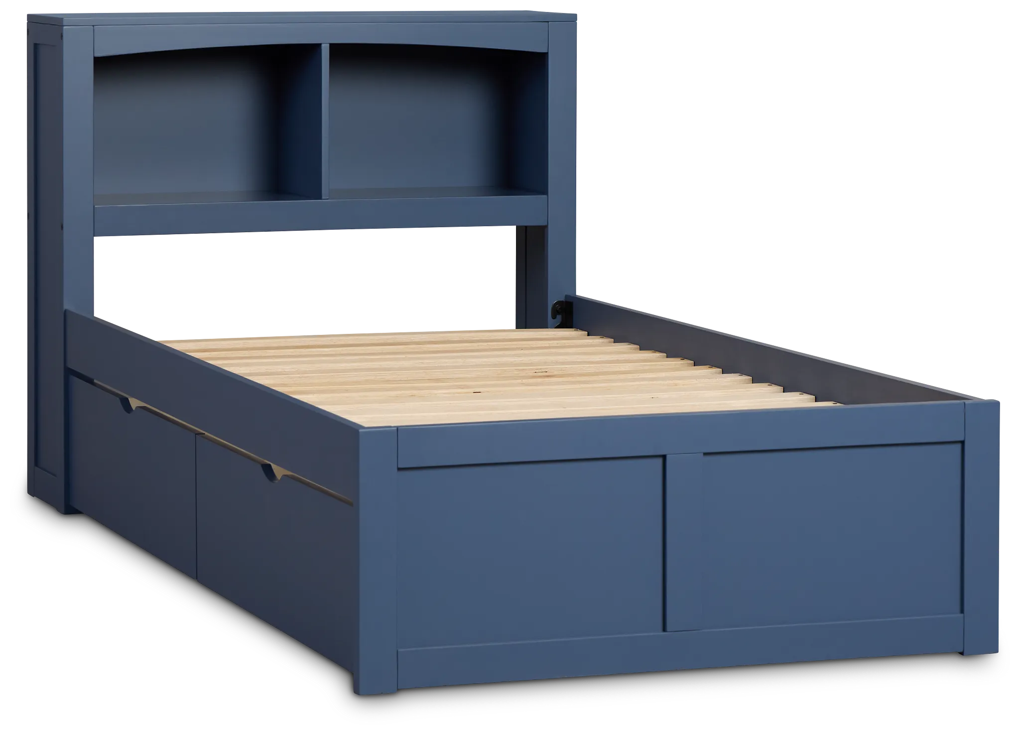 Charleston Dark Blue Bookcase Bed With 2 Storage Drawers