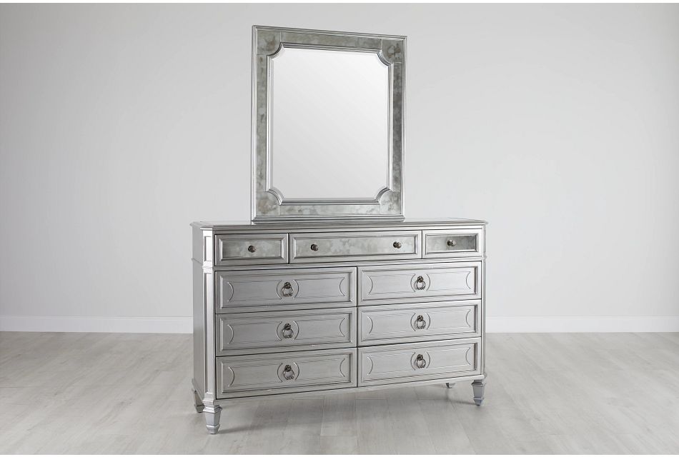 Sloane Silver Dresser & Mirror
