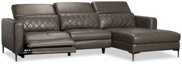 Ava Dark Gray Micro Right Chaise Power Reclining Sectional
