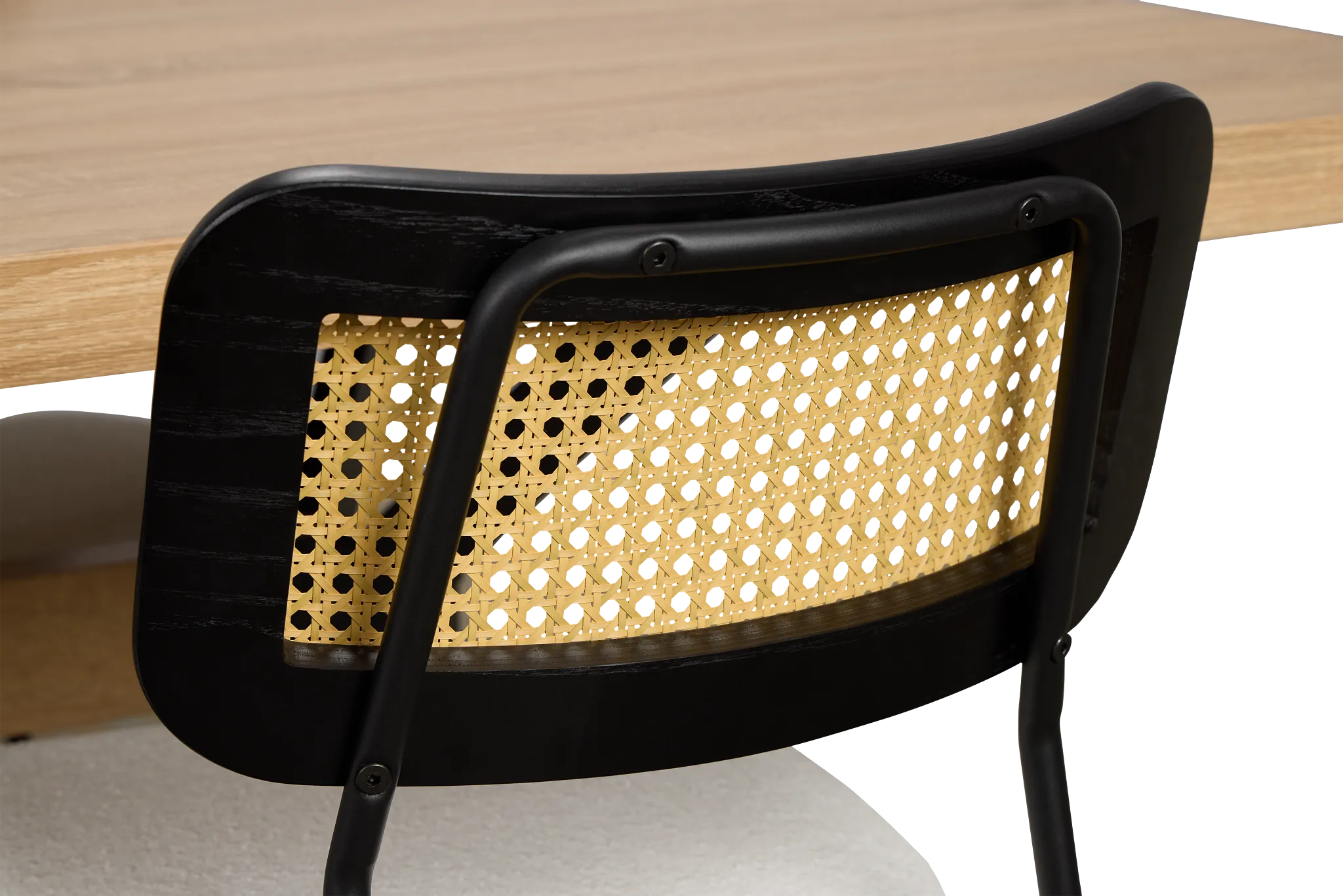 Lynden Light Tone Rect Table & 4 White Woven Upholstered Side Chairs