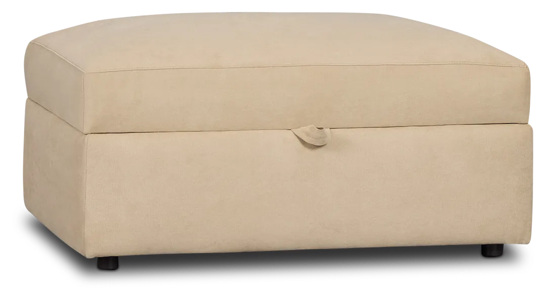 Hudson Beige Fabric Storage Ottoman
